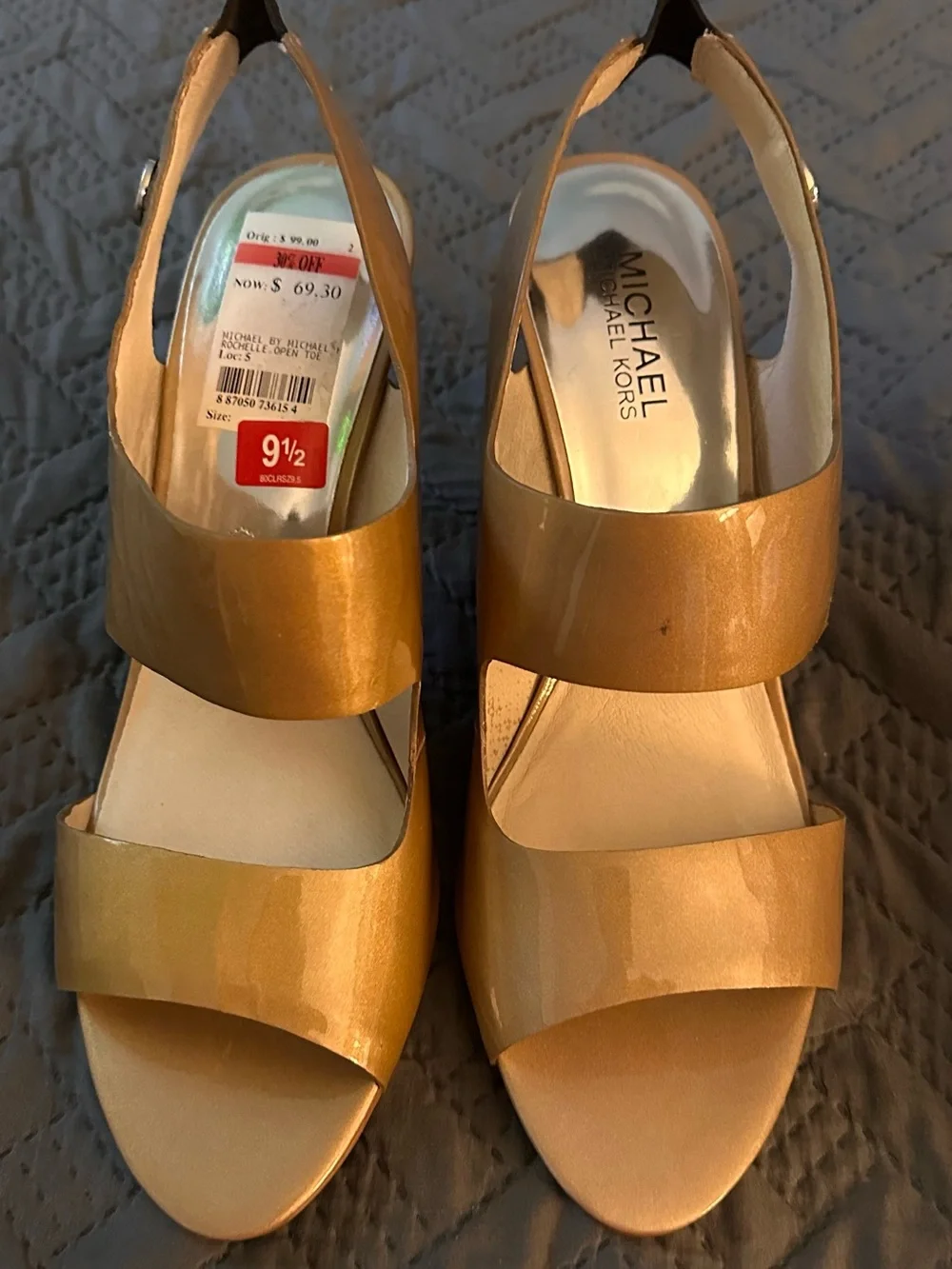 Michael Kors Metallic Gold Double-Strap Slingback Heels